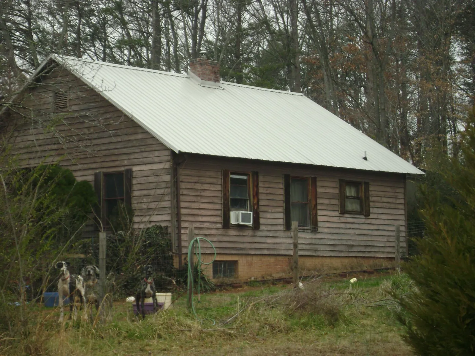 White metal roof on an old wood sided farmhouse, from a Metal Roof Installation job in Mc Dermitt